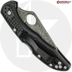 MODIFIED Spyderco Delica 4 - Acid Wash - Regrind - Black Handle/Black Backspacer -Knives Shop KP DELICA12 NEW NEW CLOSED BACK LOGO