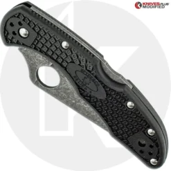 MODIFIED Spyderco Delica 4 - Acid Wash - Regrind - Black Handle/Black Backspacer -Knives Shop KP DELICA12 NEW NEW CLOSED FRONT LOGO