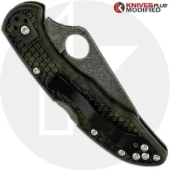 MODIFIED Spyderco Delica 4 - Acid Wash - Regrind - Zome Handle -Knives Shop KP DELICA17 2 NEW CLOSED BACK LOGO