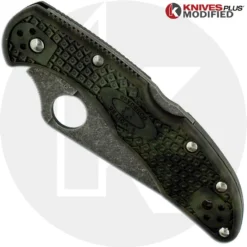 MODIFIED Spyderco Delica 4 - Acid Wash - Regrind - Zome Handle -Knives Shop KP DELICA17 2 NEW CLOSED FRONT LOGO
