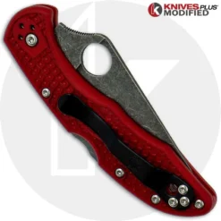 MODIFIED Spyderco Delica 4 - The Red Dragon - Acid Wash - Rit Dyed Handle -Knives Shop KP DELICA27 NEW 2 CLOSED BACK LOGO