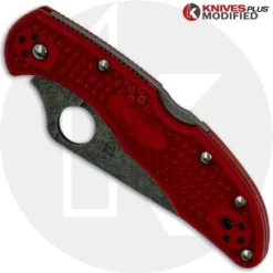 MODIFIED Spyderco Delica 4 - The Red Dragon - Acid Wash - Rit Dyed Handle -Knives Shop KP DELICA27 NEW 2 CLOSED FRONT LOGO