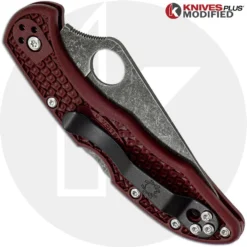 MODIFIED Spyderco Delica 4 - The Ron Burgundy - Acid Wash - Rit Dyed Handle 9 MODIFIED Spyderco Delica 4 - The Ron Burgundy - Acid Wash - Rit Dyed Handle -Knives Shop KP DELICA28 1 NEW NEW CLOSED BACK LOGO