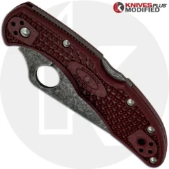 MODIFIED Spyderco Delica 4 - The Ron Burgundy - Acid Wash - Rit Dyed Handle 8 MODIFIED Spyderco Delica 4 - The Ron Burgundy - Acid Wash - Rit Dyed Handle -Knives Shop KP DELICA28 1 NEW NEW CLOSED FRONT LOGO