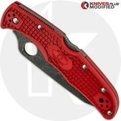 MODIFIED Spyderco Endura 4 - The Red Dragon - Acid Wash - Regrind - Rit Dyed Handle -Knives Shop KP ENDURA9 NEW NEW CLOSED FRONT LOGO