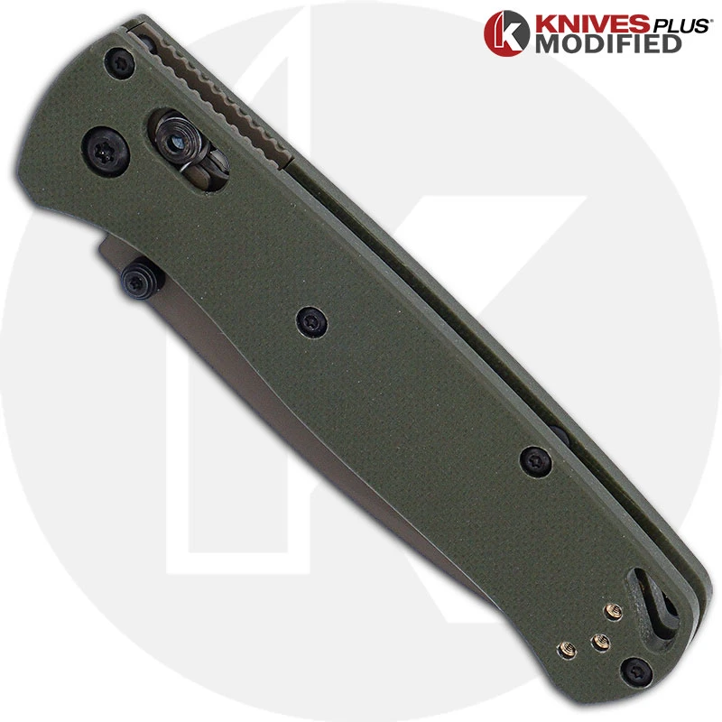 MODIFIED Benchmade Bugout 535 Knife + KP OD Green G10 Scales + KP Black Thumbstud & Standoffs + Magpul FDE Cerakote 2 MODIFIED Benchmade Bugout 535 Knife + KP OD Green G10 Scales + KP Black Thumbstud & Standoffs + Magpul FDE Cerakote - Image 2