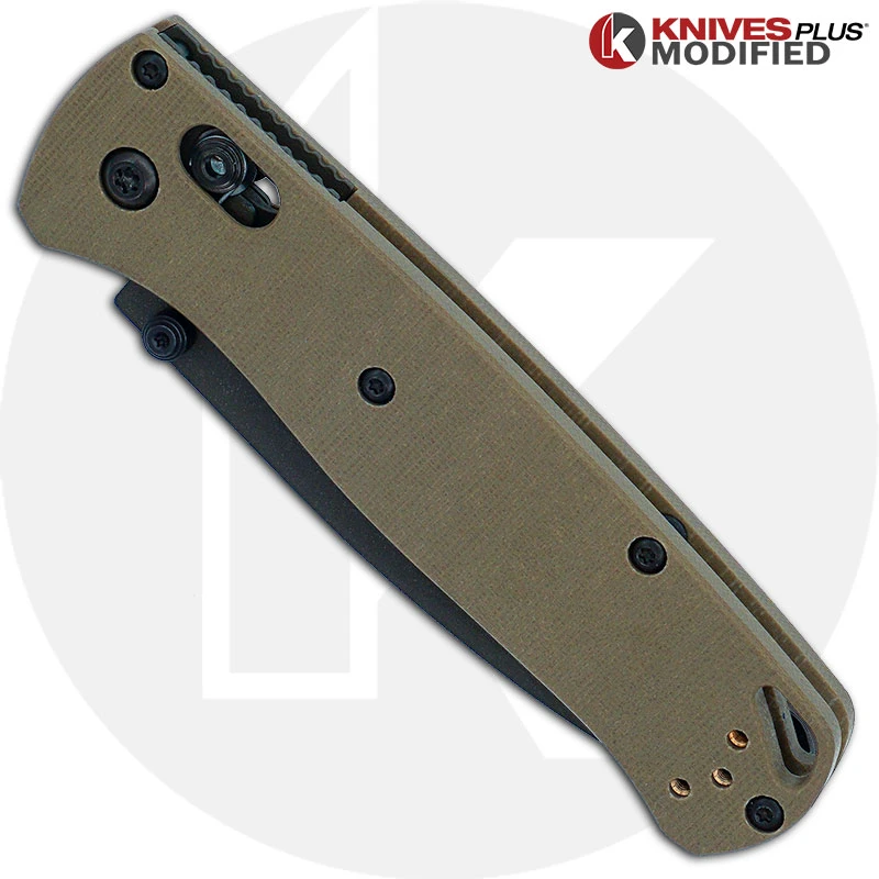 MODIFIED Benchmade Bugout 535 Knife + KP Desert Tan G10 Scales + KP Black Thumbstud & Standoffs + Cobalt Kinetics Green Cerakote 2 MODIFIED Benchmade Bugout 535 Knife + KP Desert Tan G10 Scales + KP Black Thumbstud & Standoffs + Cobalt Kinetics Green Cerakote - Image 2