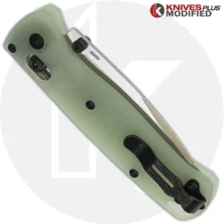 MODIFIED Benchmade Bugout 535 Knife + KP Jade G10 Scales + KP Black Thumbstud & Standoffs -Knives Shop KP JADEBUGOUT CLOSED BACK