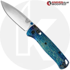 MODIFIED Benchmade Bugout 535 Knife + KP Titanium Scales + Mayhem Finish -Knives Shop KP MAYHEM BUGOUT OPEN FRONT