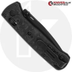 MODIFIED Benchmade Mini Bugout 533BK Knife + KP Contoured Damascus Pattern Carbon Fiber Scales -Knives Shop KP MINIBUGOUT CARBONFIBER CLOSED BACK