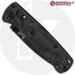 MODIFIED Benchmade Mini Bugout 533BK Knife + KP Contoured Damascus Pattern Carbon Fiber Scales -Knives Shop KP MINIBUGOUT CARBONFIBER CLOSED FRONT
