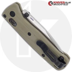 MODIFIED Benchmade Mini Bugout 533 Knife + KP Contoured Desert Tan G10 Scales + KP Black Thumbstud & Standoffs -Knives Shop KP MINIBUGOUT CONTOURED ONECOLORFDE CLOSED BACK