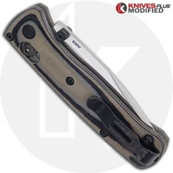 MODIFIED Benchmade Mini Bugout 533 Knife + KP Contoured Black / Desert Tan G10 Scales + KP Black Thumbstud & Standoffs 5 MODIFIED Benchmade Mini Bugout 533 Knife + KP Contoured Black / Desert Tan G10 Scales + KP Black Thumbstud & Standoffs -Knives Shop KP MINIBUGOUT CONTOUREDFDEG10 CLOSED BACK