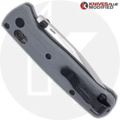 MODIFIED Benchmade Mini Bugout 533 Knife + KP Contoured Grey G10 Scales + KP Black Thumbstud & Standoffs -Knives Shop KP MINIBUGOUT CONTOUREDGREYG10 CLOSED BACK