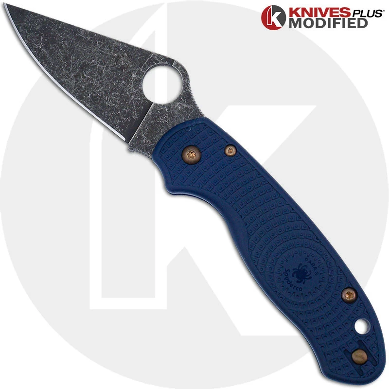 MODIFIED Spyderco Para 3 SPY27 Knife - Acid Stonewash Blade - Heat Color Hardware 1 MODIFIED Spyderco Para 3 SPY27 Knife - Acid Stonewash Blade - Heat Color Hardware