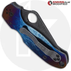 MODIFIED Spyderco Para 3 Knife With Acid Stonewash Blade + KP Super Nova Titanium Scales + All Black Hardware 11 MODIFIED Spyderco Para 3 Knife With Acid Stonewash Blade + KP Super Nova Titanium Scales + All Black Hardware -Knives Shop KP PARA3 14 CLOSED BACK