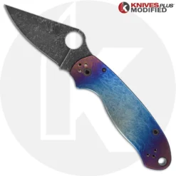 MODIFIED Spyderco Para 3 Knife With Acid Stonewash Blade + KP Super Nova Titanium Scales + All Black Hardware 9 MODIFIED Spyderco Para 3 Knife With Acid Stonewash Blade + KP Super Nova Titanium Scales + All Black Hardware -Knives Shop KP PARA3 14 OPEN FRONT specgone