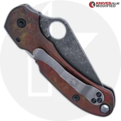 MODIFIED Spyderco Para 3 Knife + Acid Stonewash Blade + AWT Agent SKINNY Custom Anodized Scales + All Black Hardware -Knives Shop KP PARA3 AWT CUSTOM3 CLOSED BACK