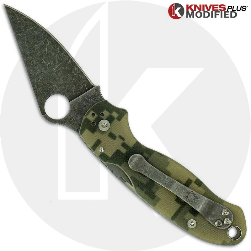 MODIFIED Spyderco Para 3 Knife ACID WASH Blade Camo G10 2 MODIFIED Spyderco Para 3 Knife ACID WASH Blade Camo G10 - Image 2