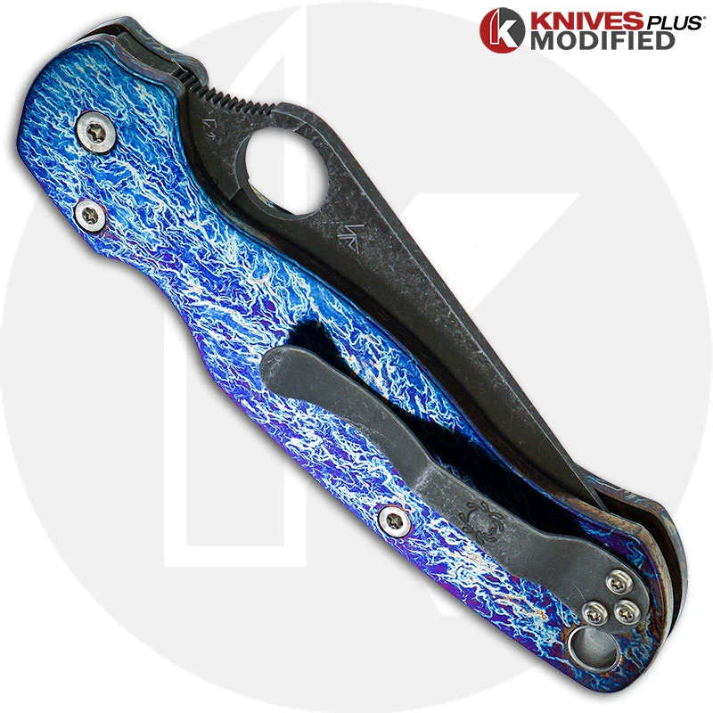 MODIFIED Spyderco Para Military 2 Knife With Acid Stonewash + KP Titanium Scales MAYHEM FINISH 6 MODIFIED Spyderco Para Military 2 Knife With Acid Stonewash + KP Titanium Scales MAYHEM FINISH - Image 6