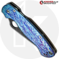 MODIFIED Spyderco Para Military 2 Knife With Acid Stonewash + KP Titanium Scales MAYHEM FINISH 11 MODIFIED Spyderco Para Military 2 Knife With Acid Stonewash + KP Titanium Scales MAYHEM FINISH -Knives Shop KP PM2MAYHEM CLOSED FRONT