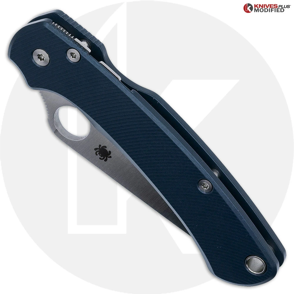 MODIFIED Spyderco Paramiliary 2 Knife - Satin Blade - Exclusive AWT Agent SKINNY Midnight Blue Scales 2 MODIFIED Spyderco Paramiliary 2 Knife - Satin Blade - Exclusive AWT Agent SKINNY Midnight Blue Scales - Image 2