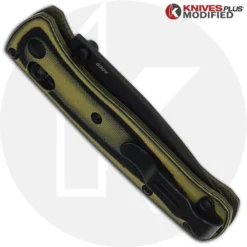 MODIFIED Benchmade Mini Bugout 533BK Knife + KP Contoured Black / Chrome Yellow G10 Scales -Knives Shop KP YELLOWMINIBUGOUT CLOSED back