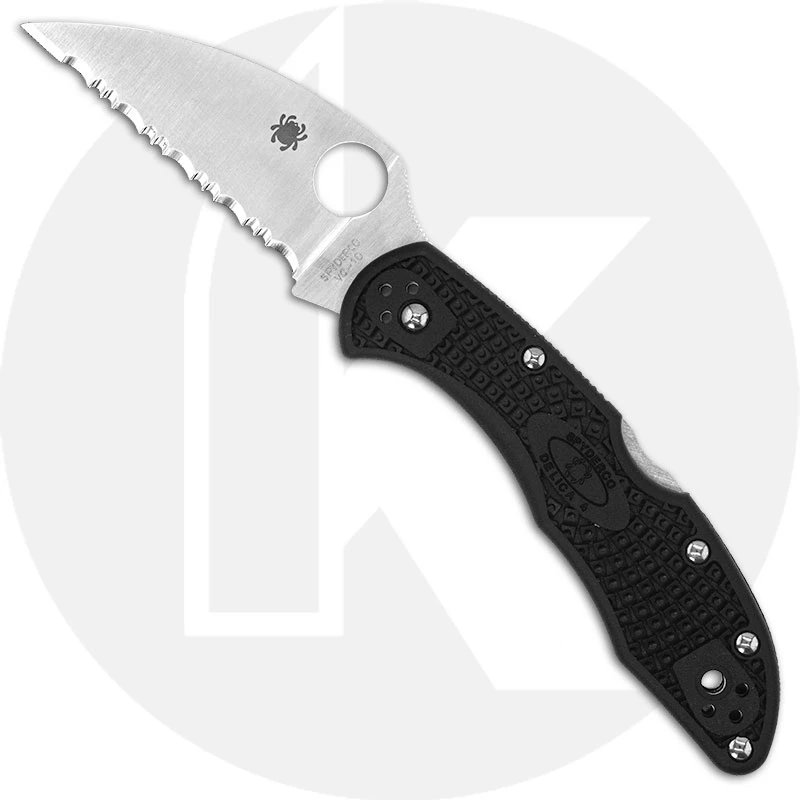 Spyderco C11FSWCBK Delica 4 Wharncliffe Knife, 2.87 Inch Serrated Wharncliffe Blade, Black FRN Handle 1 Spyderco C11FSWCBK Delica 4 Wharncliffe Knife, 2.87 Inch Serrated Wharncliffe Blade, Black FRN Handle