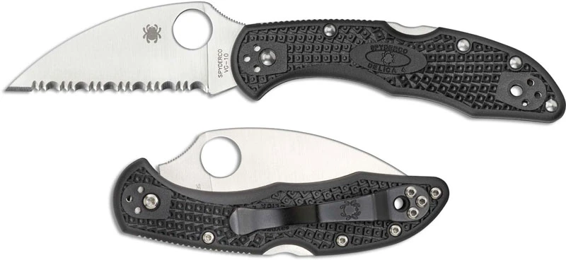 Spyderco C11FSWCBK Delica 4 Wharncliffe Knife, 2.87 Inch Serrated Wharncliffe Blade, Black FRN Handle 4 Spyderco C11FSWCBK Delica 4 Wharncliffe Knife, 2.87 Inch Serrated Wharncliffe Blade, Black FRN Handle - Image 4