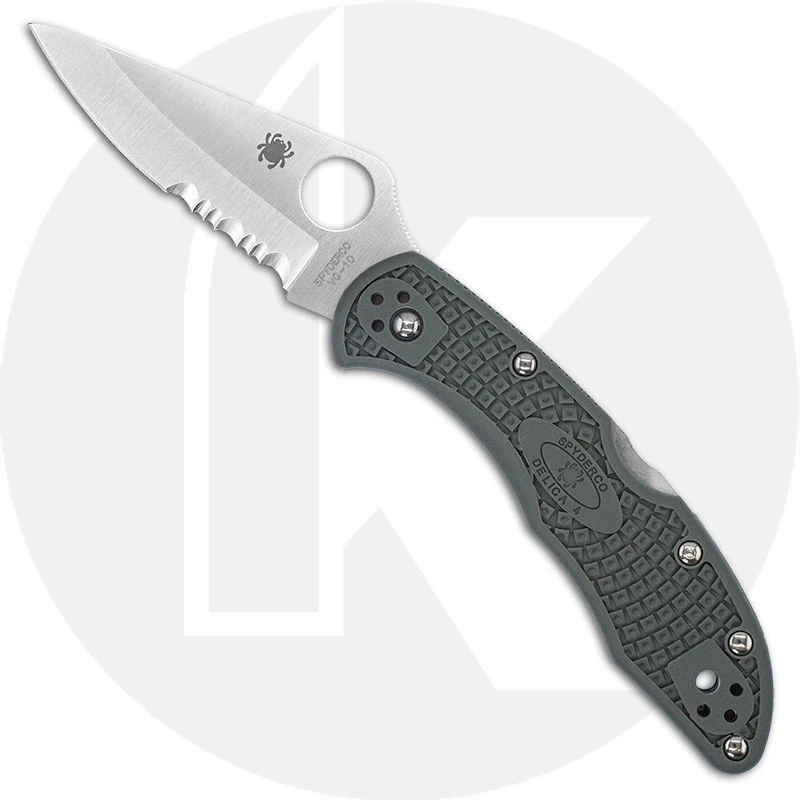 Spyderco Knives: Spyderco Delica 4 Knife, Part Serrated, Foliage Green, SP-C11PSFG 1 Spyderco Knives: Spyderco Delica 4 Knife, Part Serrated, Foliage Green, SP-C11PSFG
