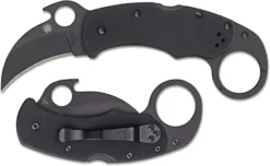 Spyderco C170GBBKP Karahawk Knife, 2.35 Inch Black Hawkbill Blade With Emerson Opener, Black G10 Handle With Finger Ring -Knives Shop SP C170GBBKP