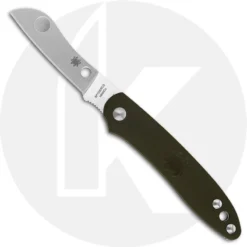 Spyderco Roadie Knife - C189PGR - Non Locking Sheepfoot - Olive Green FRN - Made In Italy