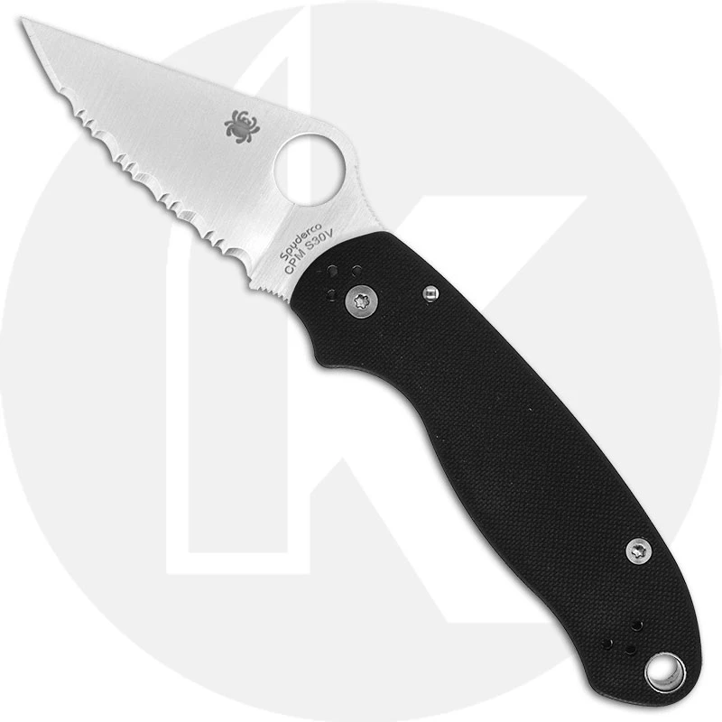 Spyderco C223GS Para 3, Serrated Compression Lock, Black G-10 Folding Knife 1 Spyderco C223GS Para 3, Serrated Compression Lock, Black G-10 Folding Knife