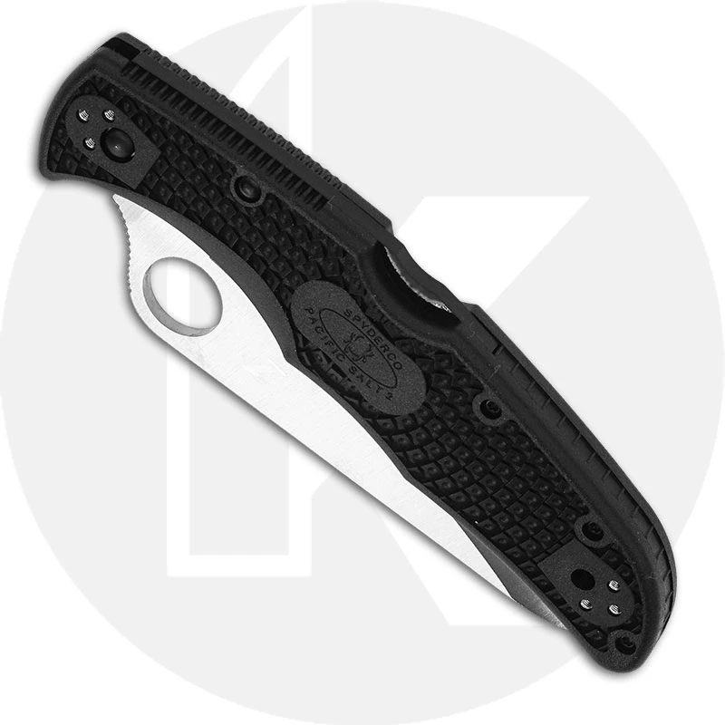 Spyderco Pacific Salt 2 C91SBK2 - Serrated Satin H1 Blade - Black FRN - Lock Back 2 Spyderco Pacific Salt 2 C91SBK2 - Serrated Satin H1 Blade - Black FRN - Lock Back - Image 2