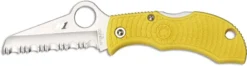 Spyderco MYLS Manbug Salt Lightweight Knife, 1.9 Inch Serrated Rustproof H-1 Steel Sheepfoot Blade, Yellow FRN Handle -Knives Shop SP MYLS