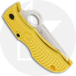 Spyderco MYLS Manbug Salt Lightweight Knife, 1.9 Inch Serrated Rustproof H-1 Steel Sheepfoot Blade, Yellow FRN Handle -Knives Shop SP MYLS CLOSED BACC