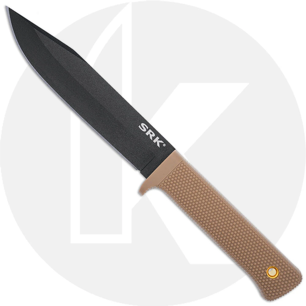 Cold Steel SRK - Black SK-5 Clip Point Fixed Blade - Desert Tan Kray-Ex - 49LCK-DTBK 1 Cold Steel SRK - Black SK-5 Clip Point Fixed Blade - Desert Tan Kray-Ex - 49LCK-DTBK