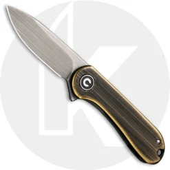 CIVIVI Mini Elementum C18062Q-1 - Gray 14C28N - Black Hand Rub Brass And Gray Steel - Frame Lock - Flipper Folder - Key Ring