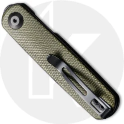 CIVIVI Lumi C20024-1 - Black Stonewash 14C28N - Green Micarta - Liner Lock - Front Flipper Folder -Knives Shop WE C20024 1 Lumi CLOSED BACK