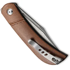 CIVIVI Appalachian Drifter C2015A - Gray Stonewash S35VN Clip Point - Brown Micarta - Slip Joint Folder -Knives Shop WE C2015A CLOSED FRONT