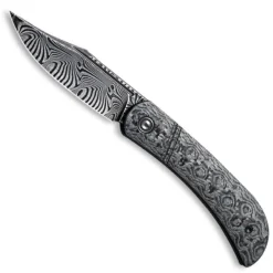 CIVIVI Appalachian Drifter C2015DS-1 - Black Damascus Clip Point - Layered Gray G10 / Rose Pattern CF - Slip Joint Folder