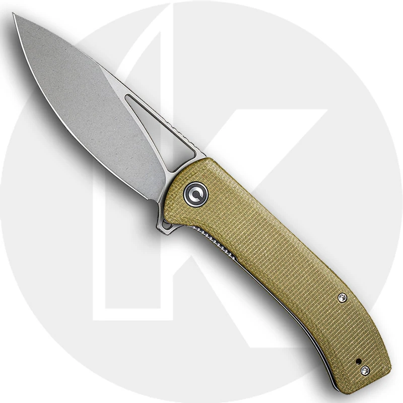 CIVIVI Riffle C2024B - Gray Stonewash 14C28N Drop Point - Olive Micarta - Liner Lock Flipper Folder 1 CIVIVI Riffle C2024B - Gray Stonewash 14C28N Drop Point - Olive Micarta - Liner Lock Flipper Folder
