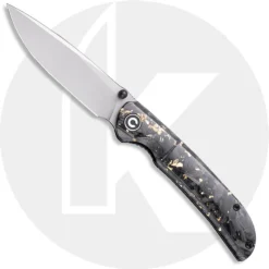 CIVIVI Imperium C2106A - Stonewash Nitro-V - Shredded Carbon Fiber And Golden Shred Resin - Liner Lock - Front Flipper Folder