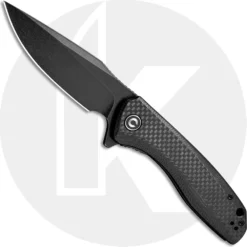 CIVIVI Baklash Knife C801I - Black Stonewash Drop Point - Black G10 And Carbon Fiber - Liner Lock Flipper Folder