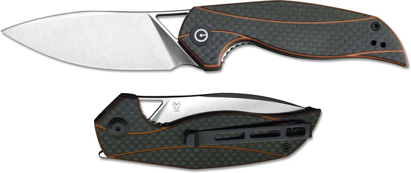 WE Knife C903A CIVIVI Anthropos Elijah Isham Satin Drop Point Flipper Folder Orange G10 With Carbon Fiber Liner Lock 2 WE Knife C903A CIVIVI Anthropos Elijah Isham Satin Drop Point Flipper Folder Orange G10 With Carbon Fiber Liner Lock - Image 2