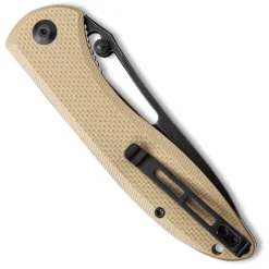 CIVIVI Picaro C916B - Black Stonewash D2 Drop Point - Tan G10 - Liner Lock Folder -Knives Shop WE C916B CLOSED FRONT